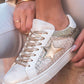1 The Woman - Glitter Star Patchwork Leather Lace-up Sneakers