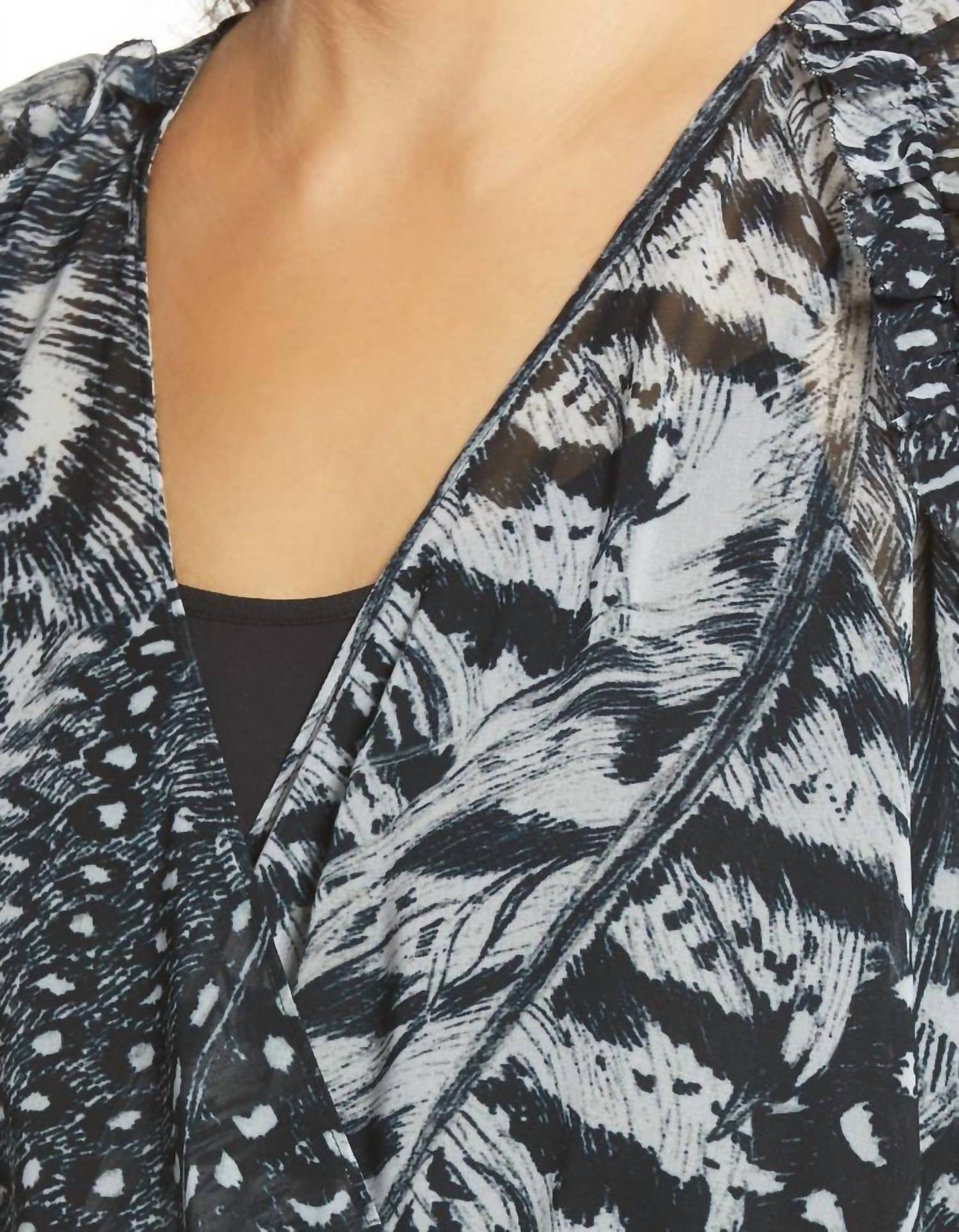 Allsaints - Feather Long Sleeve Fara Stretto V-Neck Wrap Blouse