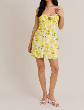 Le Lis - Lemon Shirred Neck Low Waist Mini Dress