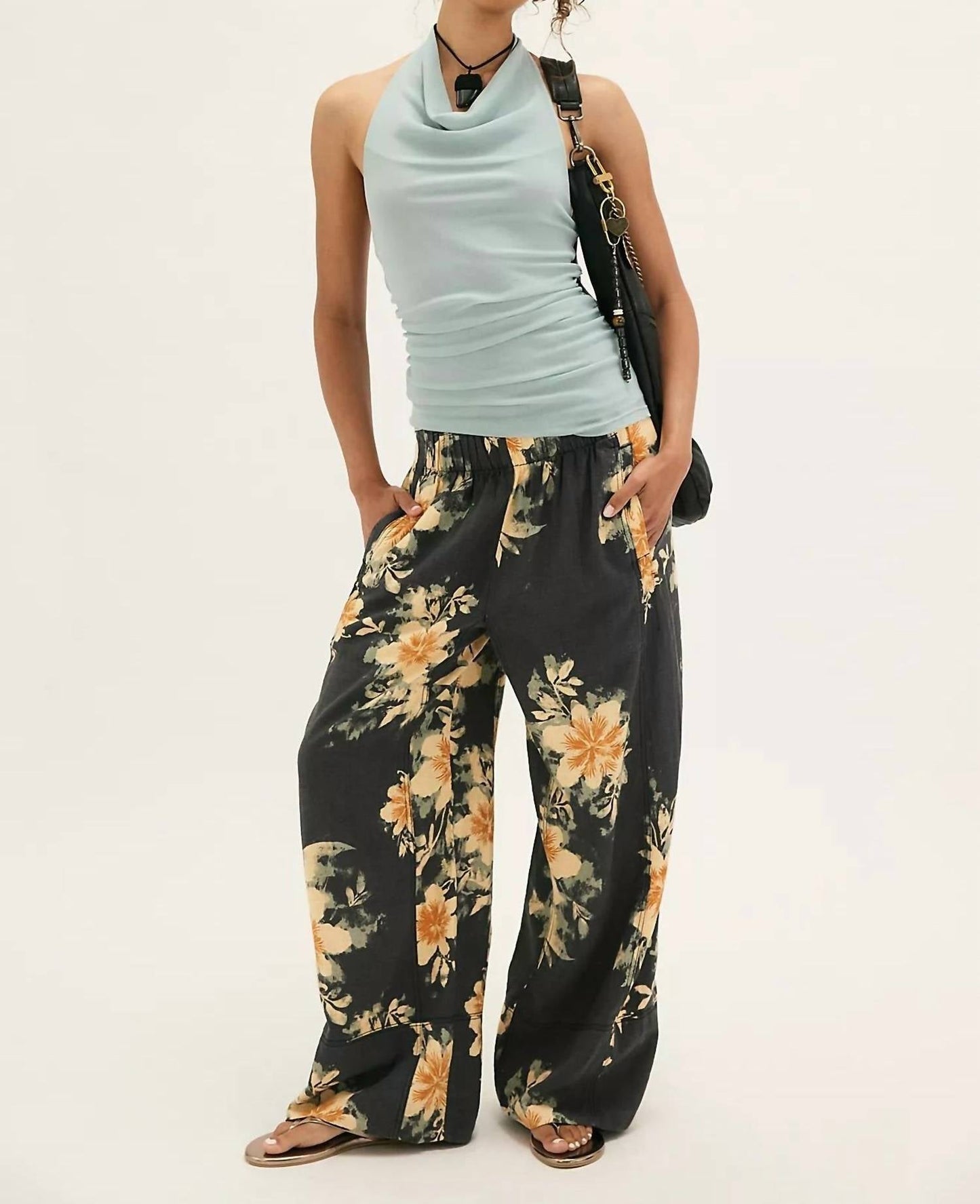 Free People - Days End Printed Linen Pull On Pants