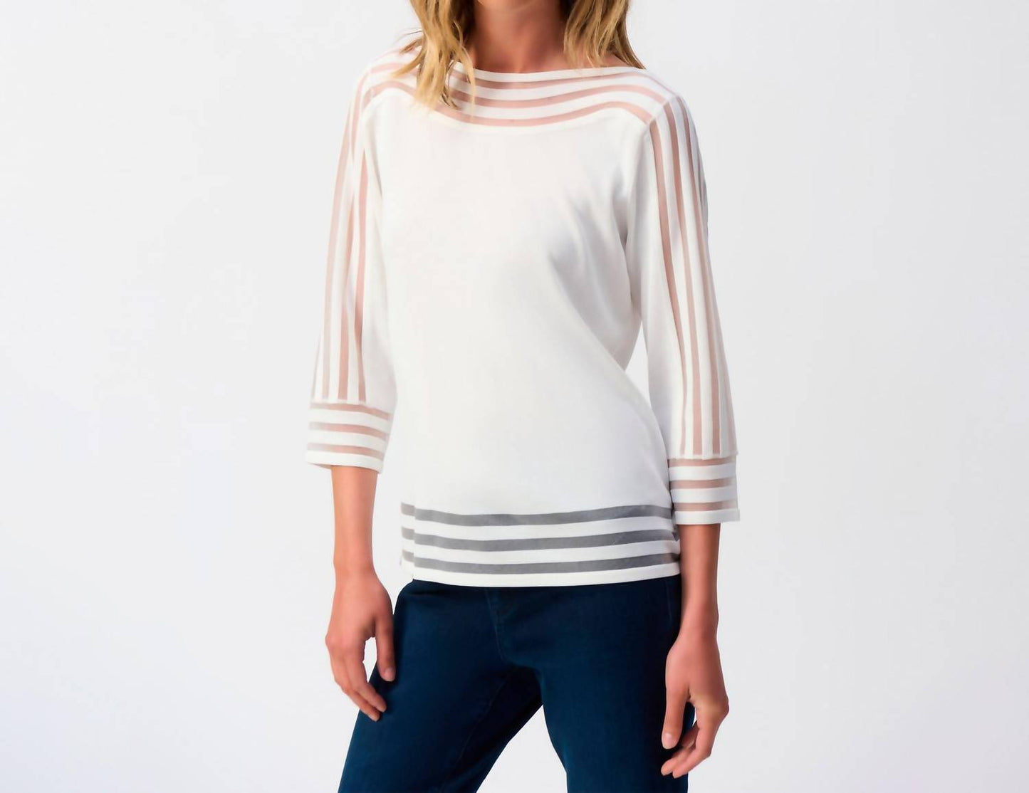 Joseph Ribkoff - Pullover With Mesh Stripe Detail Top