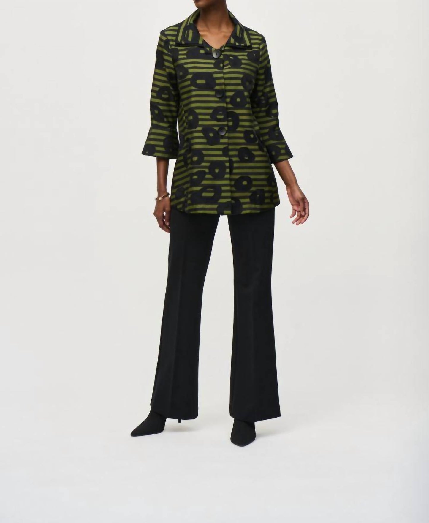 Joseph Ribkoff - Striped 3/4 Sleeve Trapeze Jacket