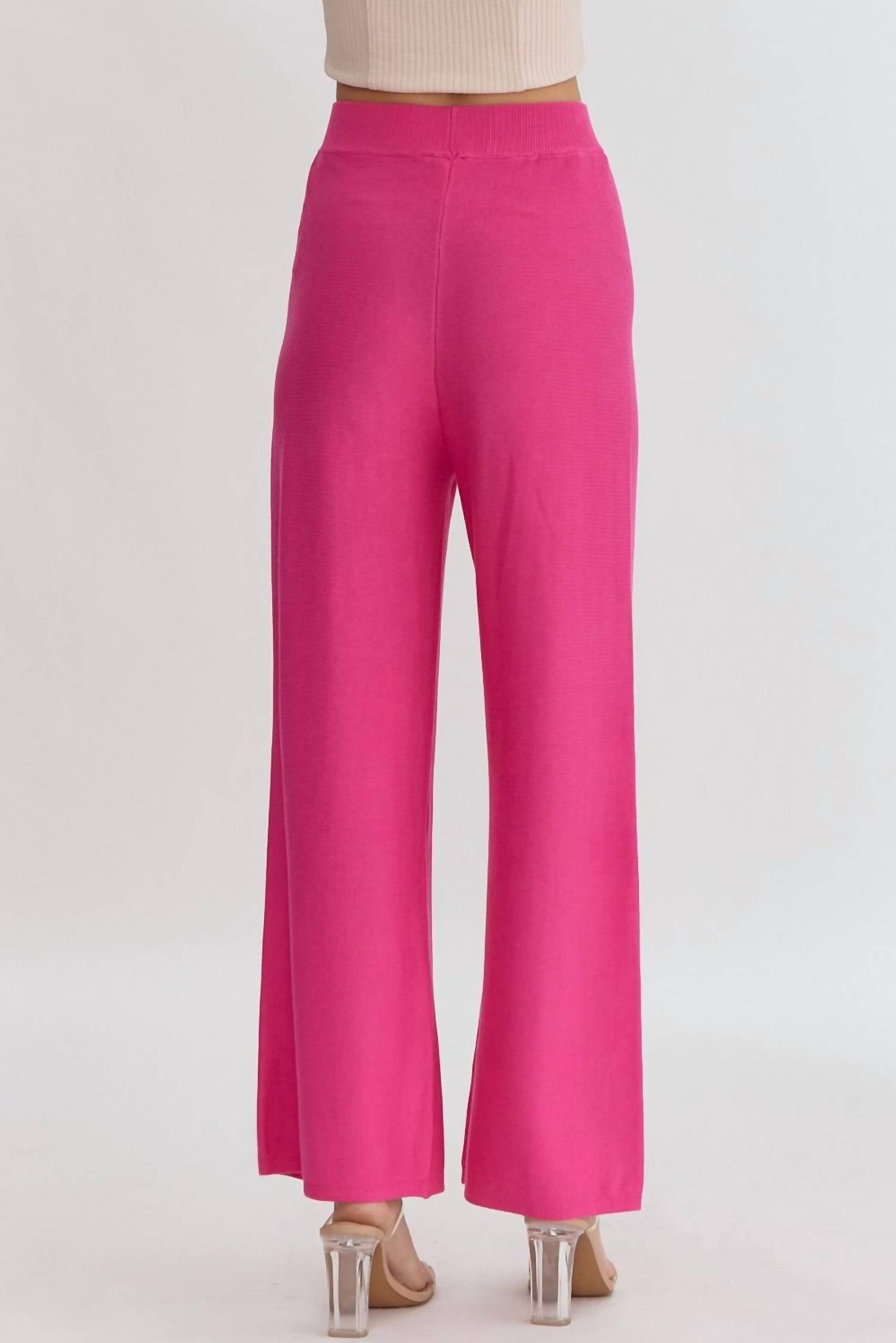 Entro - High Waist Wide Leg Knit Pant