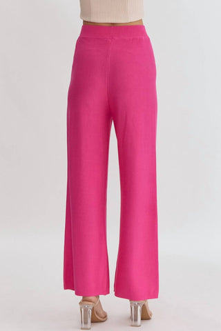 Entro - High Waist Wide Leg Knit Pant