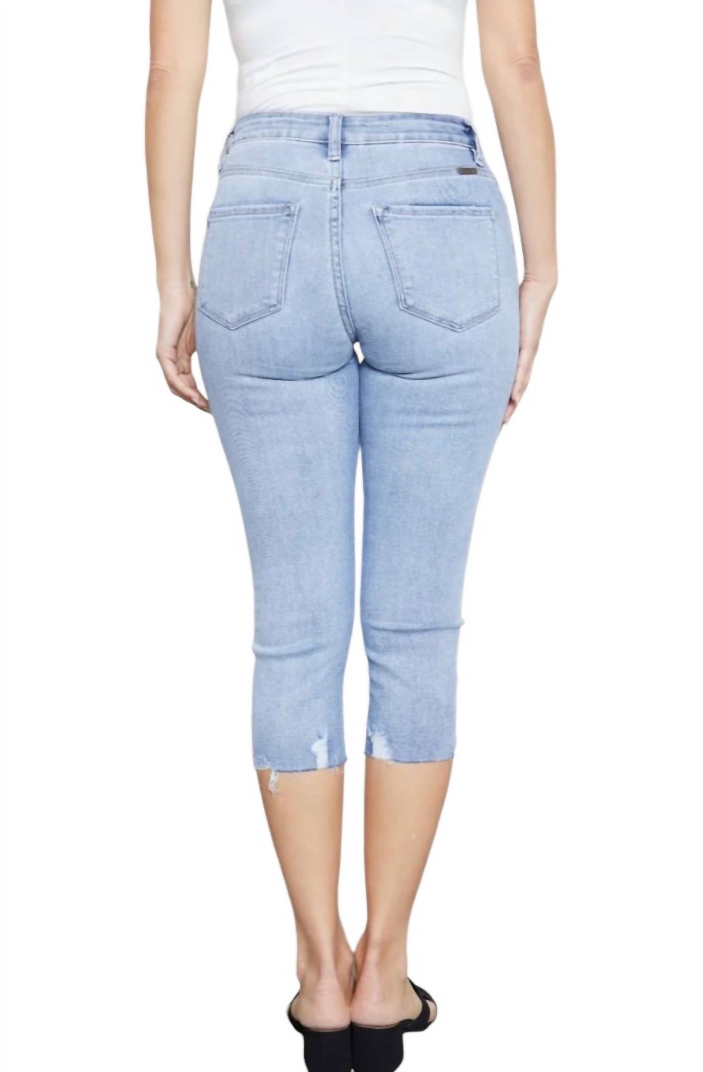 Kancan - High Rise Frayed Skinny Capri Pants