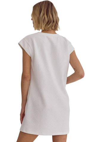 Entro - Textured Round Neck Mini Dress