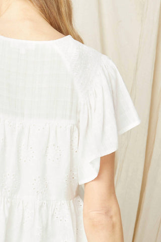 Entro - Flutter Sleeve Eyelet Top