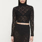 Enza Costa - Puckered Lace Long Sleeve Mockneck
