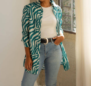 Care Tucker - Preslie Poplin Shirt Dress - Shaded Zebra