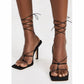 Good American - Women's Caged Square Toe Strappy Neoprene Heels