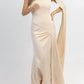 Lena - ONE SHOULDER AND SASH SATIN MAXI DRESS