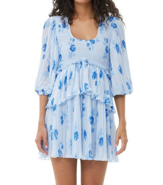 Ganni - Pleated Georgette Flounce Smock Mini Dress