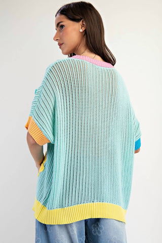 Easel - Flower Patch Knit Sweater Pullover