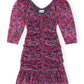 Ganni - Floral Mesh Flounce Ruched Mini Dress