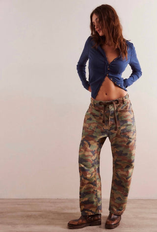 Free People - Moxie Printed Barrel Jeans