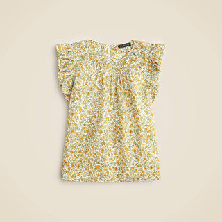 J.Crew - Gathered Ruffle-sleeve Top In Floral Vines Cotton Voile