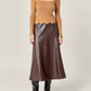2.7 August Apparel - Faux Leather High Waisted Midi Skirt