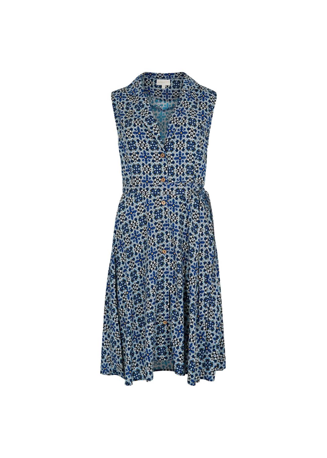 Apricot - Geo Open Collar Belted Mini Dress