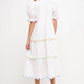 2.7 August Apparel - Scallop Edge Puffy Short Sleeve Midi Dress