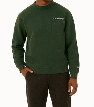 Champion - Men's Washed Pocket Crewneck Sweatshirt