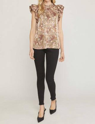 Entro - Floral & Leopard Ruffle Top