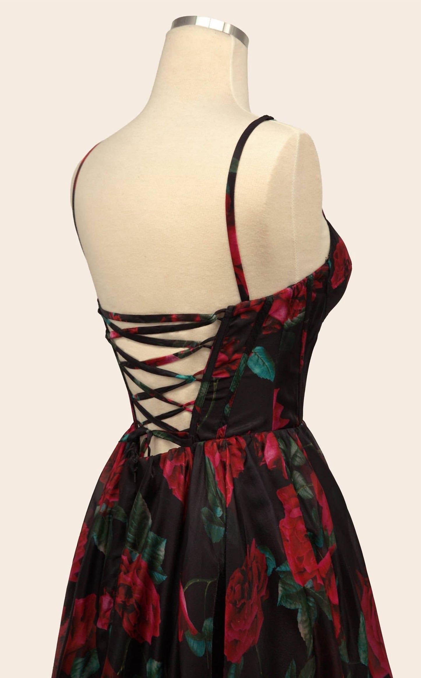 Andrea & Leo Couture - Women's Modern Plunging Neckline Long A-line Floral Dress