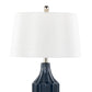 Stella 23" Contemporary Ceramic Table Lamp in Gloss Dark Blue Ceramic with White Shade