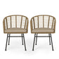Randy Modern Wicker Chair With Water Resistant Cushions - Brown / Beige