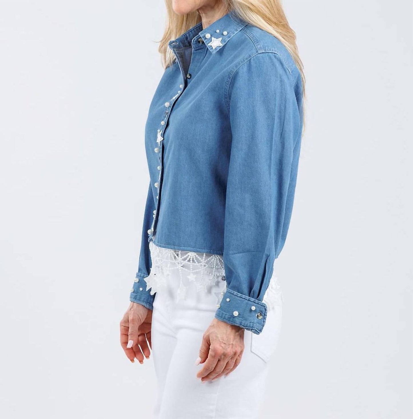 Suzy T - Button Down Stars & Pearls Shirt