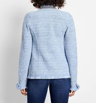 Nzt By Nic+Zoe - Indigo Fringe Mix Knit Jacket