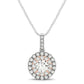 Round Shape Halo Diamond Pendant in 14k White and Rose Gold (1/2 cttw)