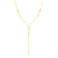 14K Yellow Gold Lariat Necklace with Paperclip Chain Stations
