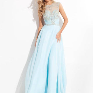 Rachel Allan - Beaded High Mesh Neckline Chiffon Gown