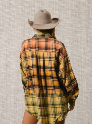 Bibi - Frayed Hem Plaid Shirt