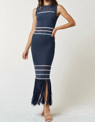 Lalavon - Striped Knit Maxi Dress