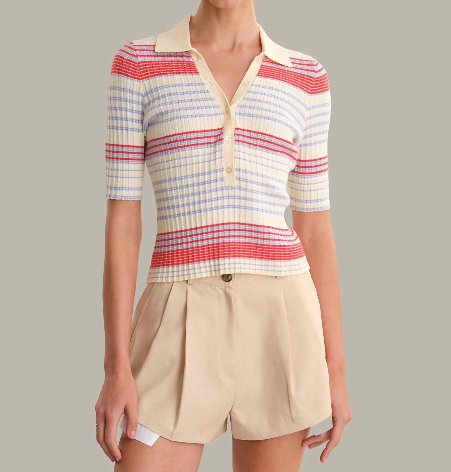 525 America - Giselle Textured Elbow Sleeve Polo