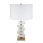 D15x26.7' White and Gold Alabaster Slab Table Lamp