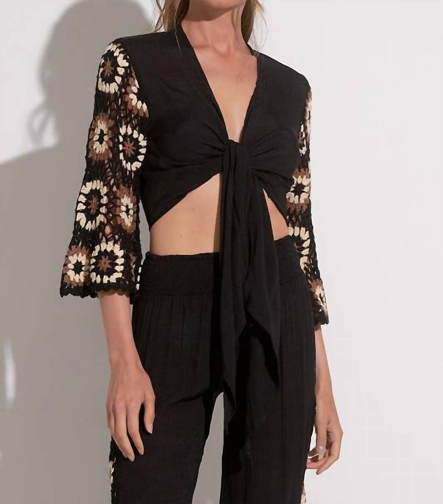 Elan - Panama Tie Front Top