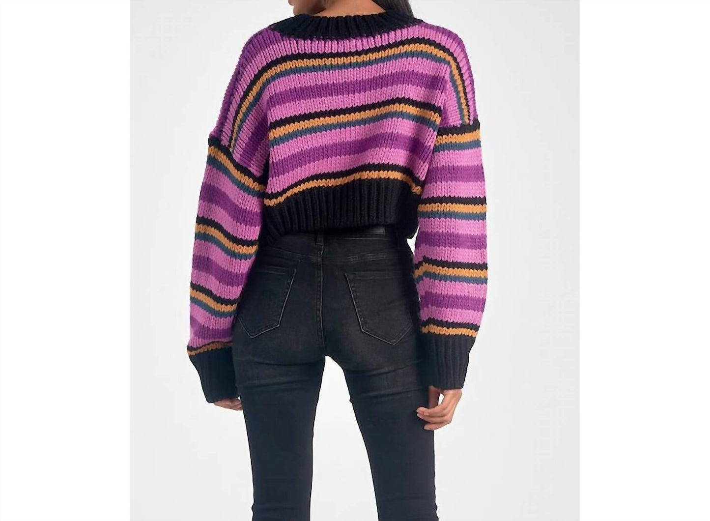 Elan - Striped Cropped Sweater