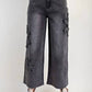 Easel - Wide Leg Denim Daisy Stretch Pants