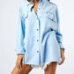 Davi & Dani - Multi Color Letters Fringed Hem Detail Shirt