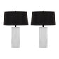 Petra 26" Contemporary Polyresin Table Lamp in Cream and Black - Set of 2