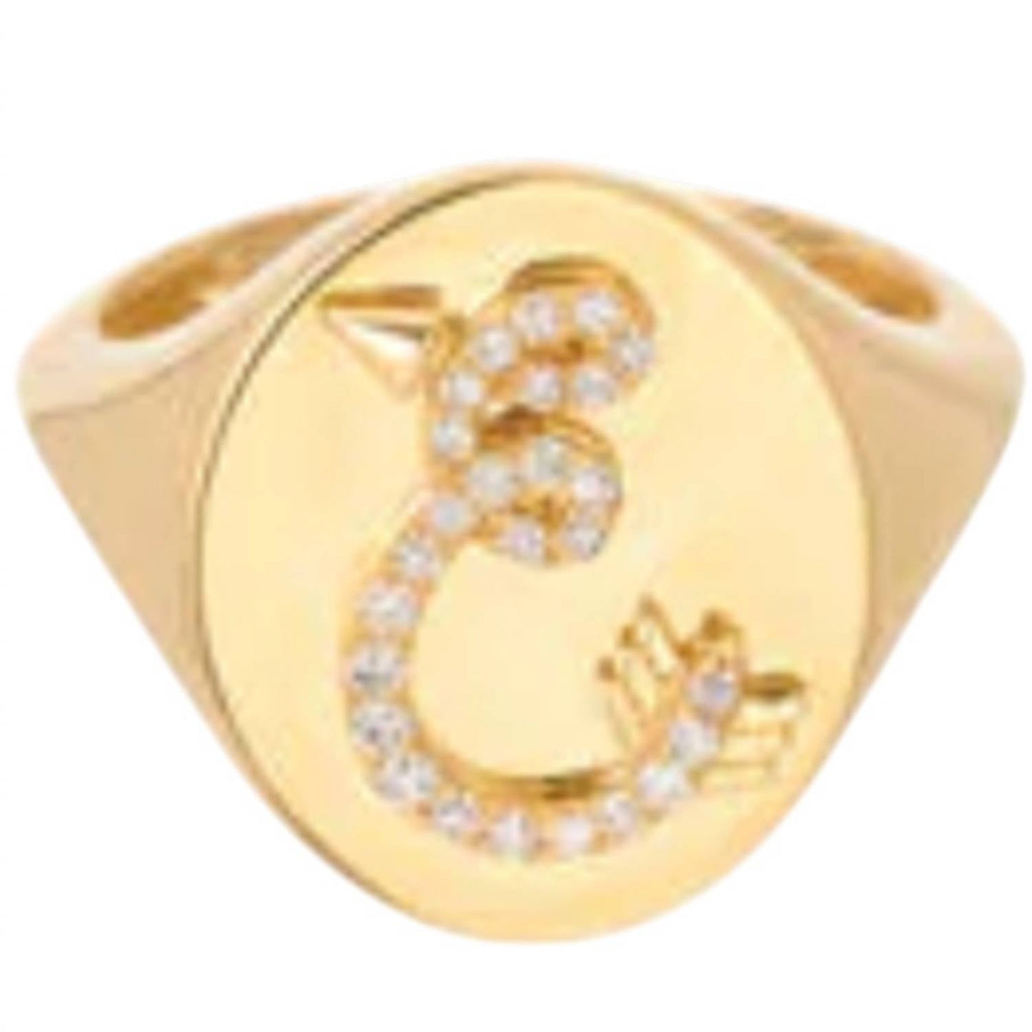 Adina Reyter - Women's Diamond Arrow Initial Signet Ring - E