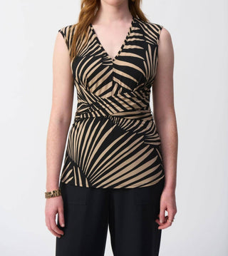 Joseph Ribkoff - Tropical Print Waist Sash Flared Top