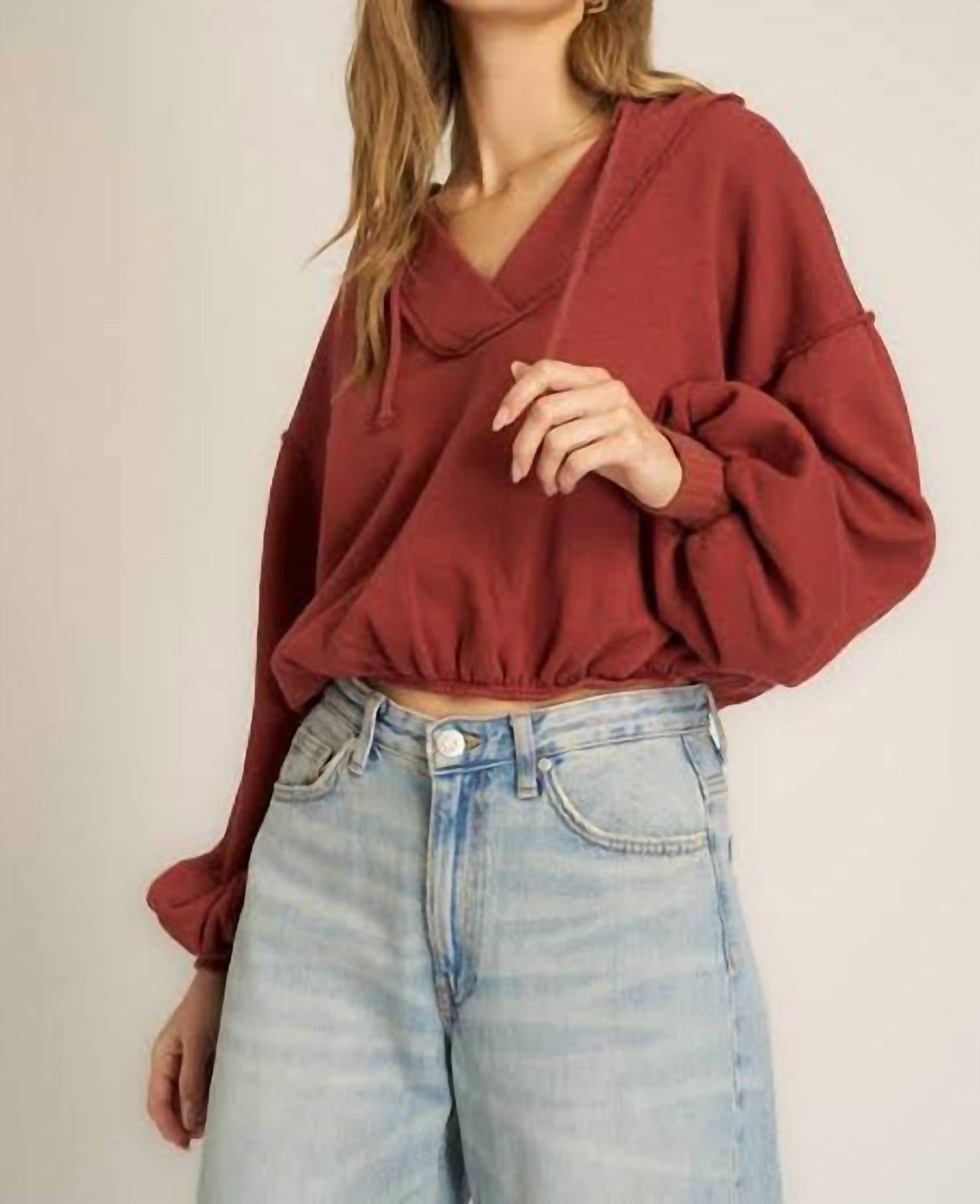 Project Social T - Samson Bubble Hem V-Neck Hoodie