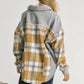 Davi & Dani - Mixed Plaid Button Front Jacket