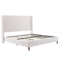 Harper Tall Headboard Upholstered Bed in Textured Ivory Canvas