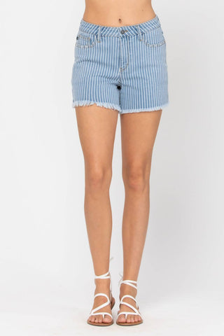 Judy Blue - Stripe Cut-Off Shorts