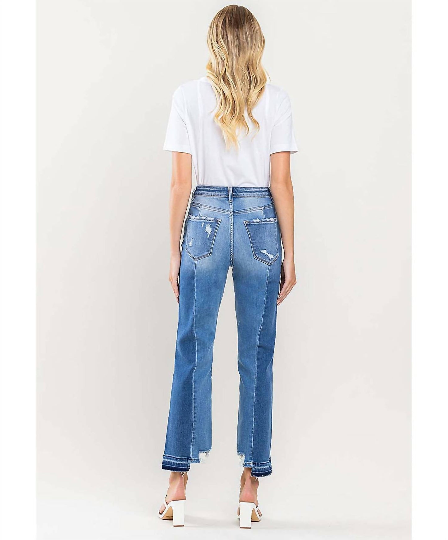 Flying Monkey - Super High Rise Seamed Contrast Panel Straight Jeans