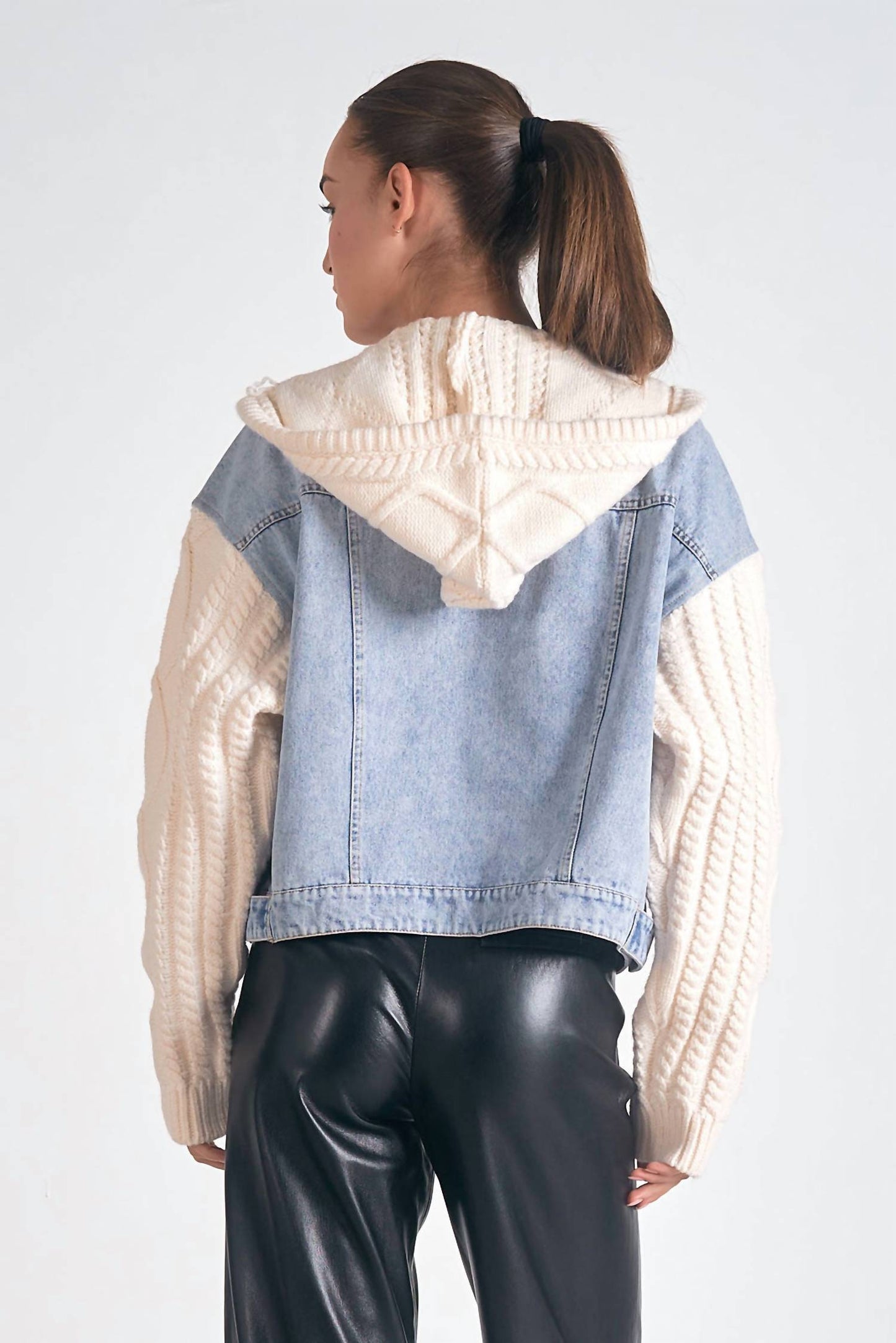 Elan - Jade Denim Sweater Jacket